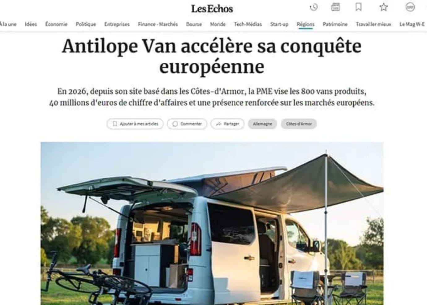 les echos marque Antilope VAN